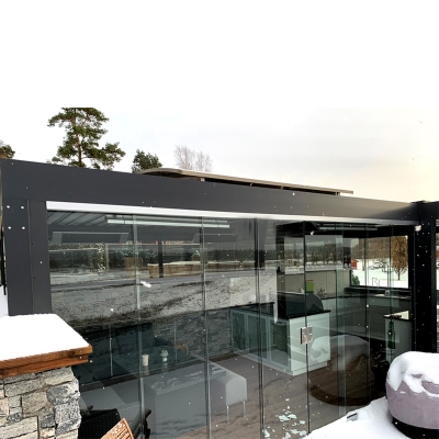Horizontal motorized open louvered system outdoor aluminium sun shade louver roof