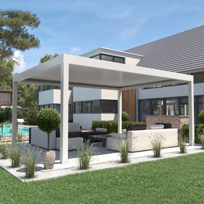 Motorized Horizontal Opening Louver Roof Aluminum Patio Terrace Roof Pergola