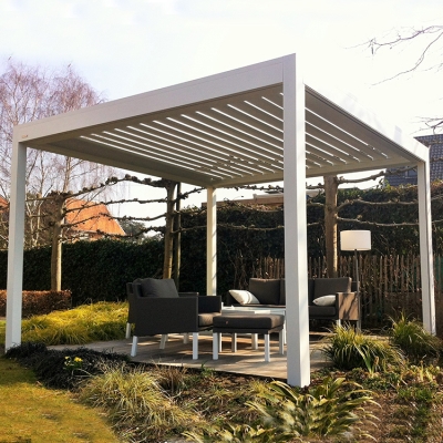 Metal adjustable louvered electric motorized outdoor pergola gazebo tent