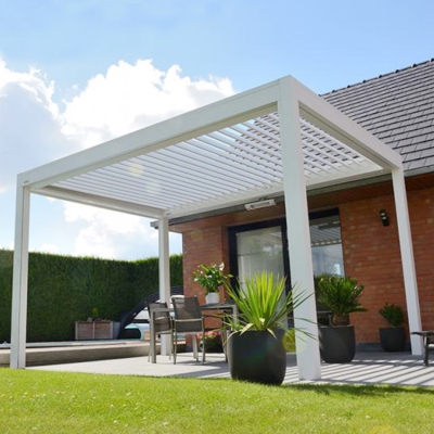 Customized outdoor gazebo waterproof electric metal pergola roof bioclimatic
