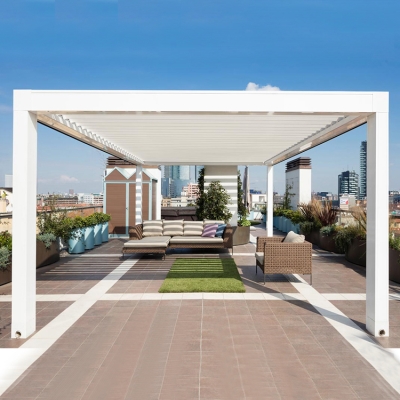 Factory Price Balcony Roof Bioclimatic Electric Pergola With Adjustable Louver Blades