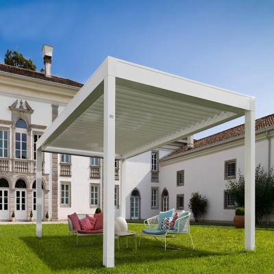 Electric outdoor patio roof aluminum louvered pergola with retractable zip blind
