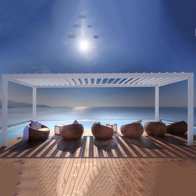 Garden motorized gazebo sunshade aluminium pergola with louvers