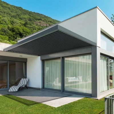 Modern Aluminum Waterproof Terrace Roof Louvered Pergola with Roof