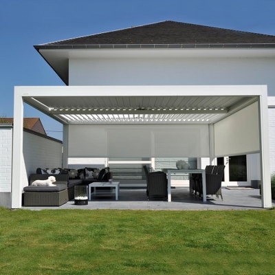 Outdoor Decorative Snow Shelter Aluminum  Pergola louver roof  with glass sliding doors