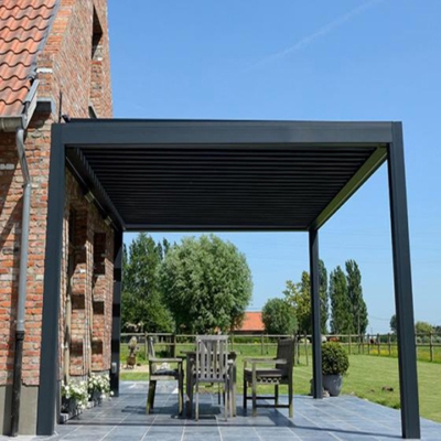 Hot Sale outdoor waterproof electric remote control louver roof  pergola with LED light