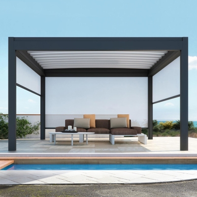 Backyard powder coating modern terrace roof bioclimatic garden metal pergola aluminum