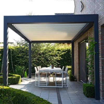 Garden patio motorized waterproof louvre roof aluminum pergolas and gazebos outdoor  4x3
