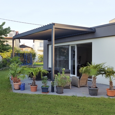 Weatherproof sun louver motorized opening aluminum louver roof automatic pergola