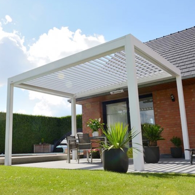 Wall mounted garden waterproof aluminium pergola with curtain