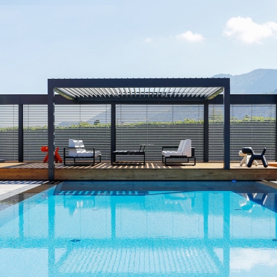 Customized motorized garden gazebo canopy manufacturers with side curtain