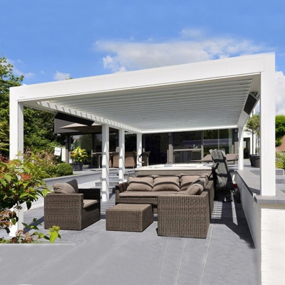 Outdoor motorized louvre bioclimatic aluminium pergola gazebo
