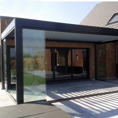 Garden motorized pergola aluminium outdoor waterproof with adjustable louvers