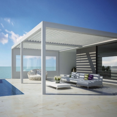 Eco- Friendly Waterproof Pergola Outdoor Aluminum Slats Pergola With Louver Roof System