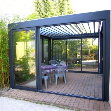  Waterproof Louver Roof Bioclimatic Pergola With Led Light