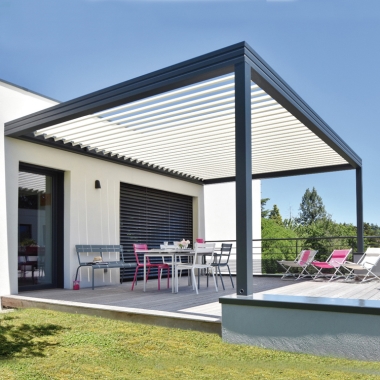 Remote Control Pergola Outdoor Louvre Roof Bioclimatic Aluminium Pergola Arches Arbours Pergolas Bridge