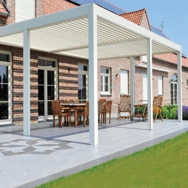 Motorized Opening Aluminum Garden Pergola With Side Blinds
