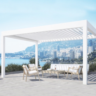 Remote Control Outdoor Garden Gazebo Aluminium Louvered Roof Pergola Shade With Sun Screen