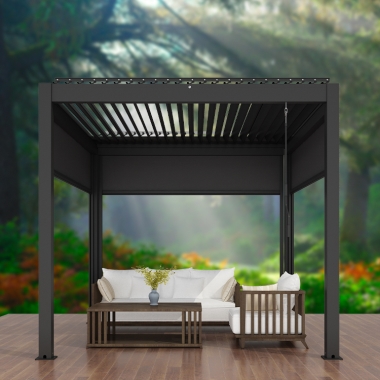 Modern Design Bioclimatic System Outdoor Aluminum Pavilion Patio Pergola With Electronic Blinds