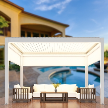 Garden Gazebo Aluminum Louvre Awning Electric Opening Patio Louver Roof Pergola for Restaurant
