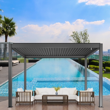 Waterproof Aluminum Patio Coverings Electric Opening Pergola Roof System Gazebo Pergola