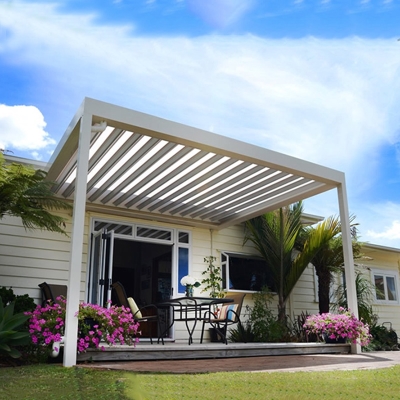 Aluminum roof gazebo louvers for rain and shade