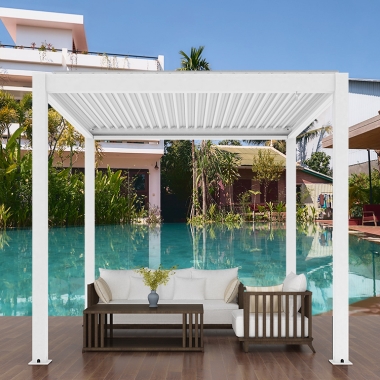 For Trading Companies 3x3m Manual Modern Rainproof Aluminium Pergola With Screens And Lights