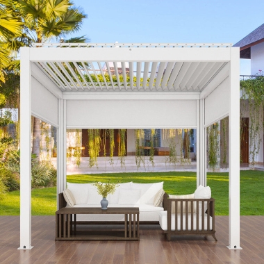 3x4m Manual Grey Waterproof Sun Louvres Aluminium Pergola Awning