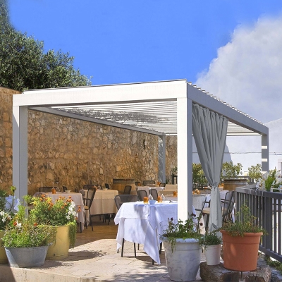 rainproof aluminum louvered pergola with electric motor