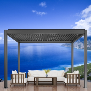 exterior furniture outdoor Waterproof Opening Louvre Roof Aluminium Garden Pergola Systems With Led Light