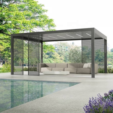 Modern Automatic Patio Outdoor Aluminum Small Backyard Pergola Opening Louver Roof Gazebo