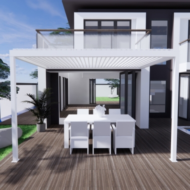 Freestanding Motorized Patio Outdoor Aluminium Pergola Opening Louvred Roof Arches Pergola