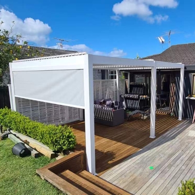 Garden Waterproof Opening Louvre Roof Profiles Motorized Aluminum pergola with led light