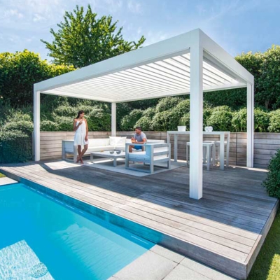 4x3 Motorized outdoor metal gazebo waterproof louvered roof aluminum pergola kit