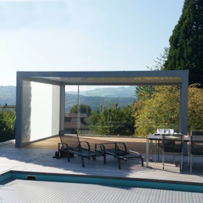 High quality remote control sun shutter motorized system garden gazebo aluminium pergola louvre roof