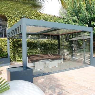 Remote control switch opening roof louver aluminum motorized waterproof terrace pergola