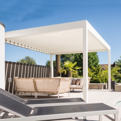 DIY Exterior motorized rainproof aluminum bioclimatic louver roof pergola 5x5m