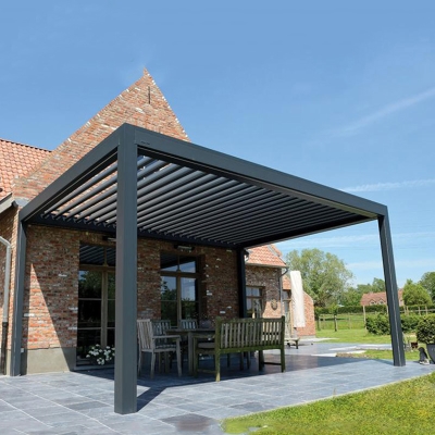 Swimming pool rainproof DIY aluminum pergola design waterproof roof terrace louvers