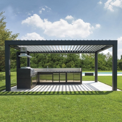 Outdoor garden custom design pavilion motorized aluminium louver roof