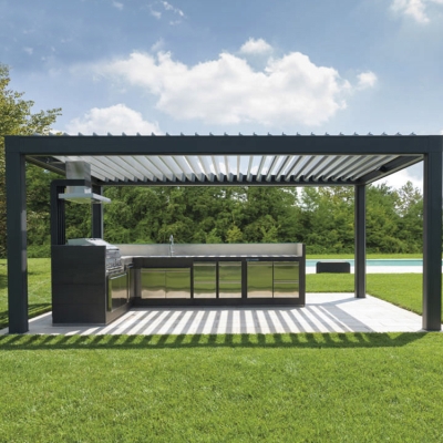 Patio yard adjustable electric aluminum motorized louver roof pergola modern