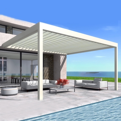 Sunshade Aluminum Motorized Waterproof Pergola Louvered Roof Garden Gazebos Outdoor