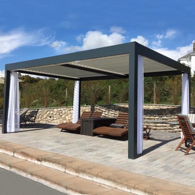 Wall-mounted aluminum waterproof pergola with electric control