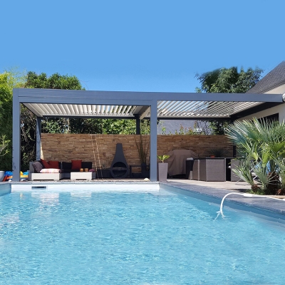 4x4 Aluminium metal gazebo with motorized outdoor adjustable louvered roof