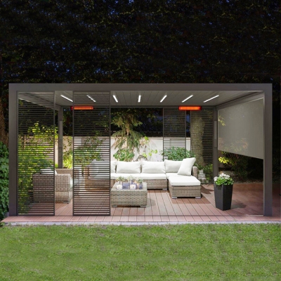 Modern automatic patio outdoor louvred roof open and close pergola gazebo garden