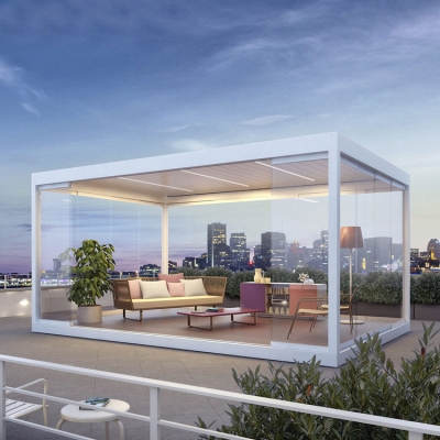 5x5m automatic aluminum motorized pergola kits with rotate louver