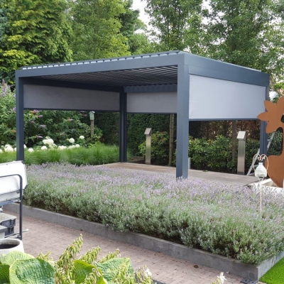 Electric automatic aluminium pergola awning louvre roof with side screens