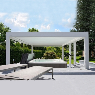 motorised modern metal opening roof garden pergola roof patio cover