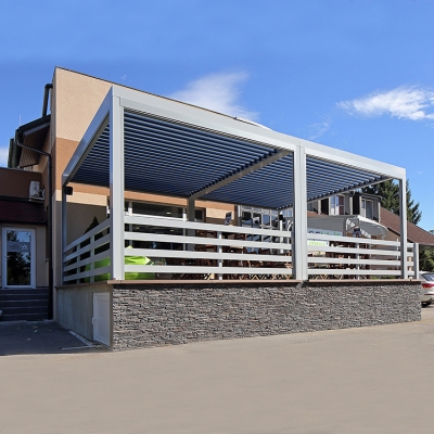 outdoor patio motorised aluminium pergola with operable roof