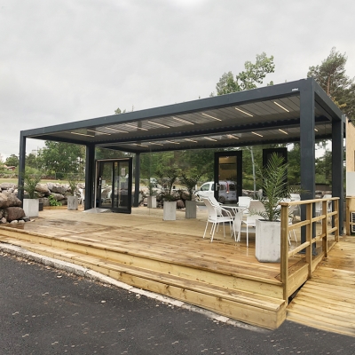 Remote control outdoor rain protection motorized garden aluminum pergola