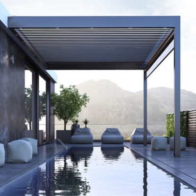 Modern automatic electric patio louvered roof pergola kits opening louvred roof